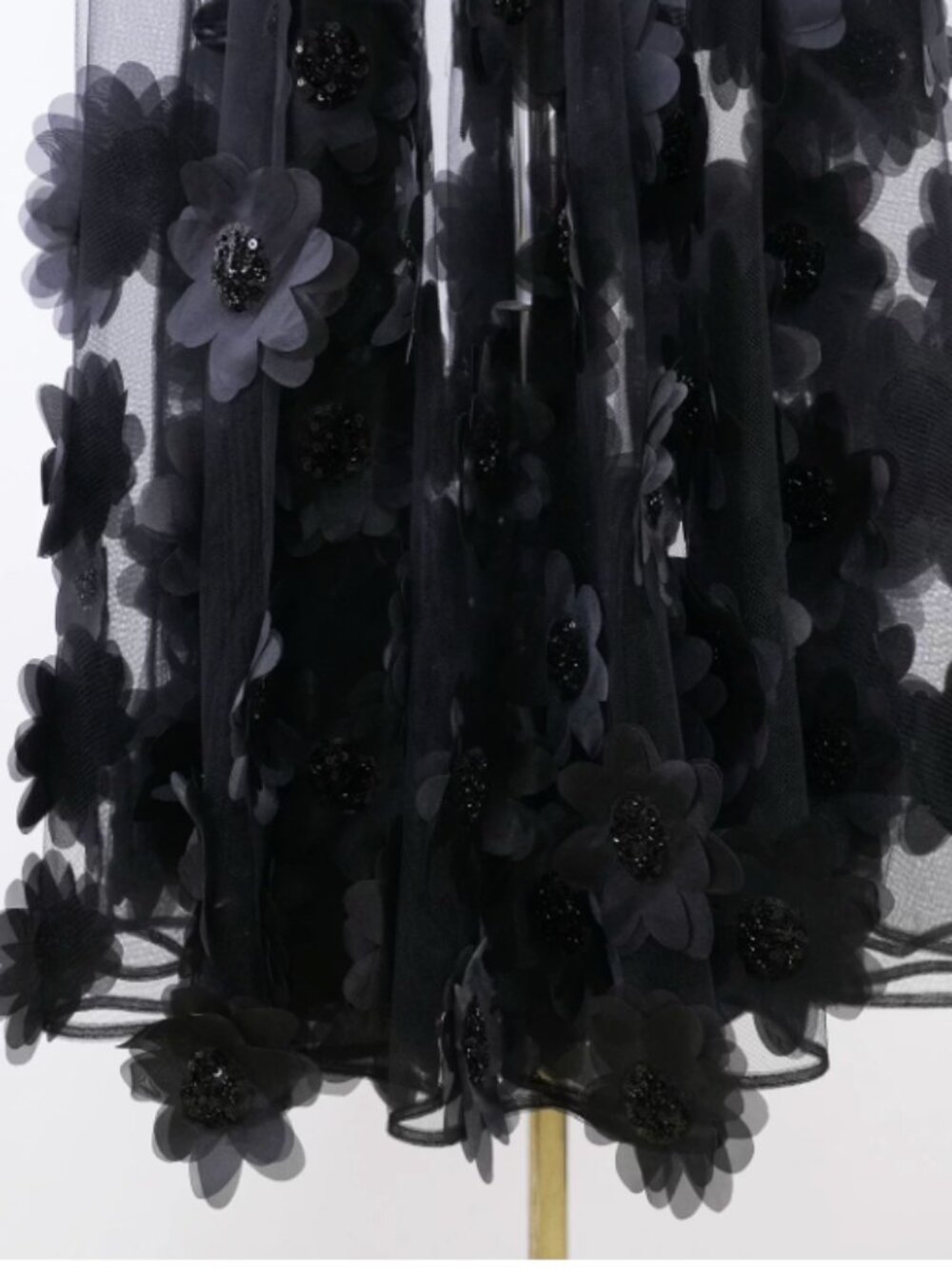 Bronx and Banco Rosalie Maxi Dress Gown Black Noir Floral-Appliqué Tulle - Picture 8 of 10